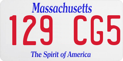 MA license plate 129CG5
