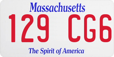 MA license plate 129CG6