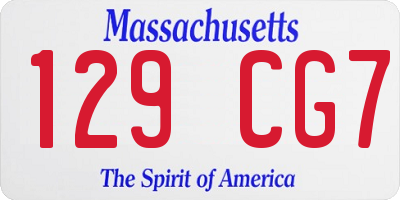 MA license plate 129CG7