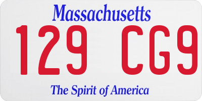 MA license plate 129CG9