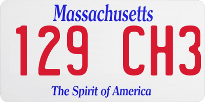 MA license plate 129CH3