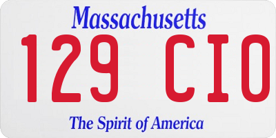 MA license plate 129CI0