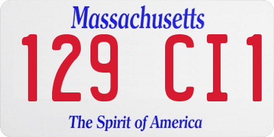MA license plate 129CI1