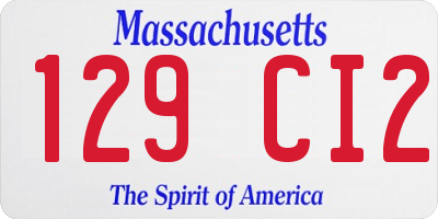 MA license plate 129CI2