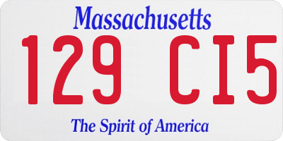 MA license plate 129CI5