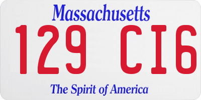 MA license plate 129CI6