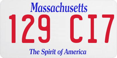 MA license plate 129CI7