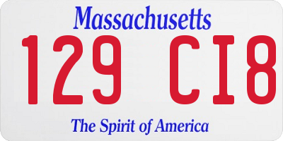 MA license plate 129CI8