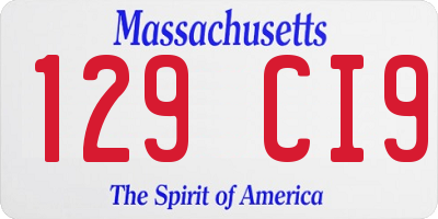 MA license plate 129CI9