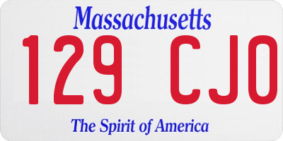 MA license plate 129CJ0