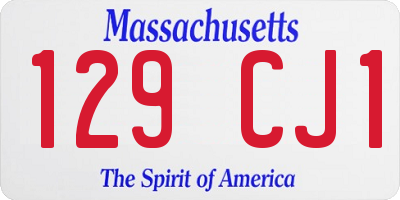 MA license plate 129CJ1