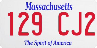 MA license plate 129CJ2