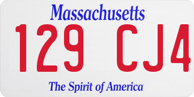 MA license plate 129CJ4