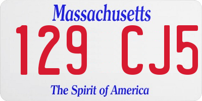 MA license plate 129CJ5