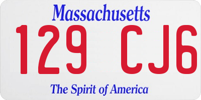 MA license plate 129CJ6