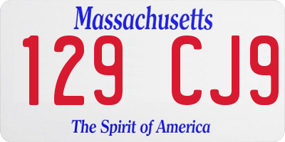 MA license plate 129CJ9