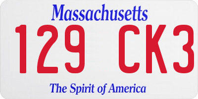 MA license plate 129CK3