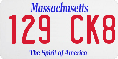 MA license plate 129CK8