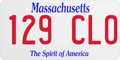 MA license plate 129CL0