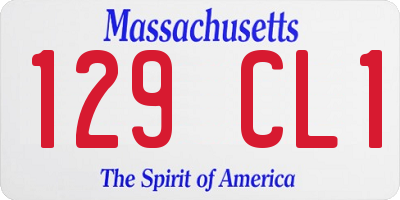 MA license plate 129CL1