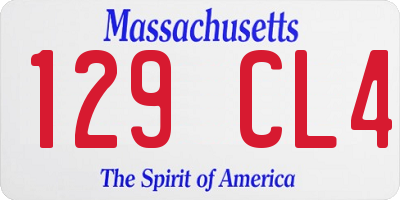 MA license plate 129CL4