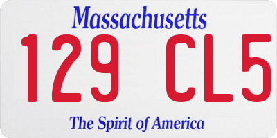 MA license plate 129CL5
