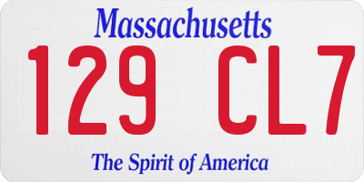 MA license plate 129CL7