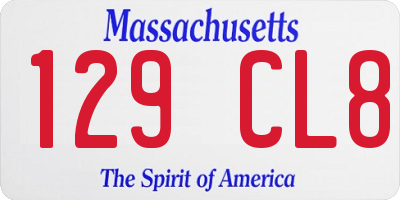 MA license plate 129CL8