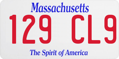 MA license plate 129CL9