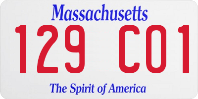 MA license plate 129CO1