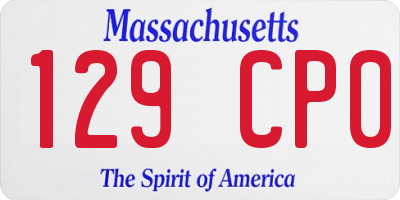 MA license plate 129CP0