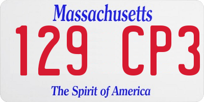 MA license plate 129CP3