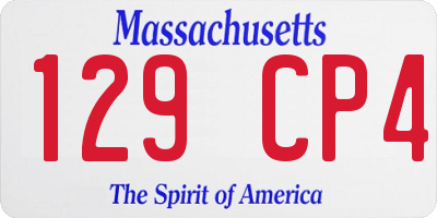 MA license plate 129CP4