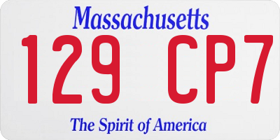 MA license plate 129CP7