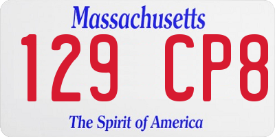 MA license plate 129CP8