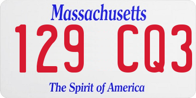 MA license plate 129CQ3