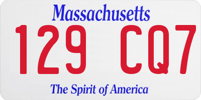 MA license plate 129CQ7