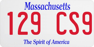 MA license plate 129CS9