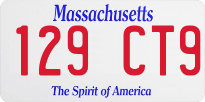 MA license plate 129CT9