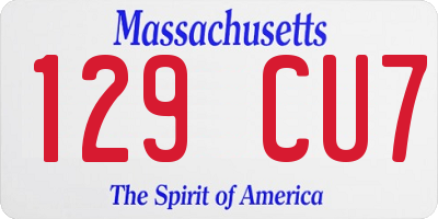 MA license plate 129CU7