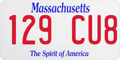 MA license plate 129CU8