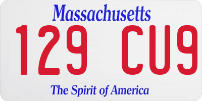 MA license plate 129CU9