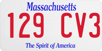 MA license plate 129CV3