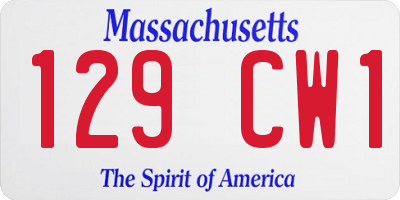 MA license plate 129CW1