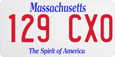 MA license plate 129CX0