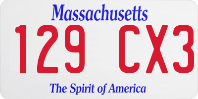 MA license plate 129CX3
