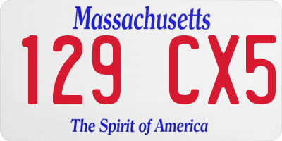 MA license plate 129CX5