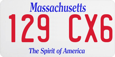 MA license plate 129CX6