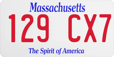 MA license plate 129CX7