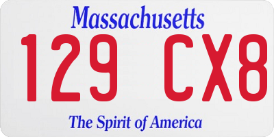 MA license plate 129CX8